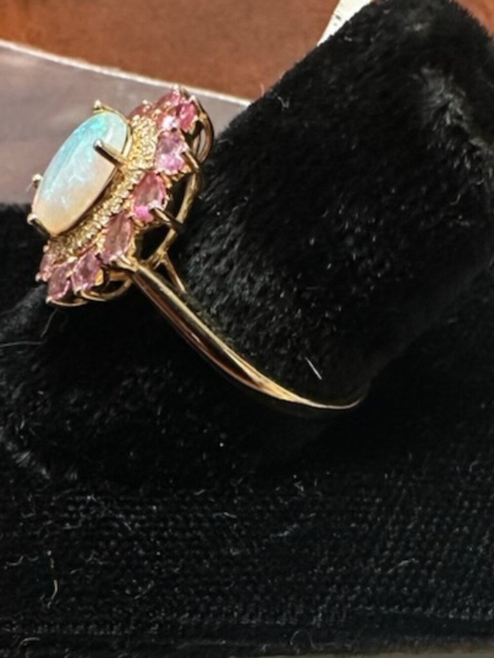14k Yellow Gold and Natural Opal Stone Ring
